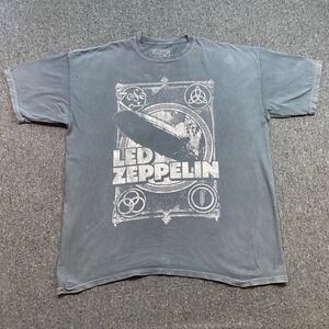 Led Zeppelin TShirt Sz XL Mens Gray Grunge Band Tee Hindenburg Zoso Graphic